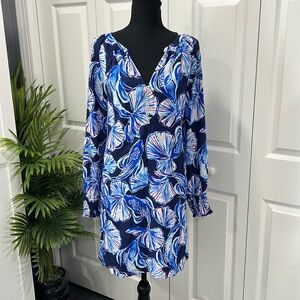 Lilly Pulitzer Brynle dress Bright Navy In Reel Life NWT Size L
